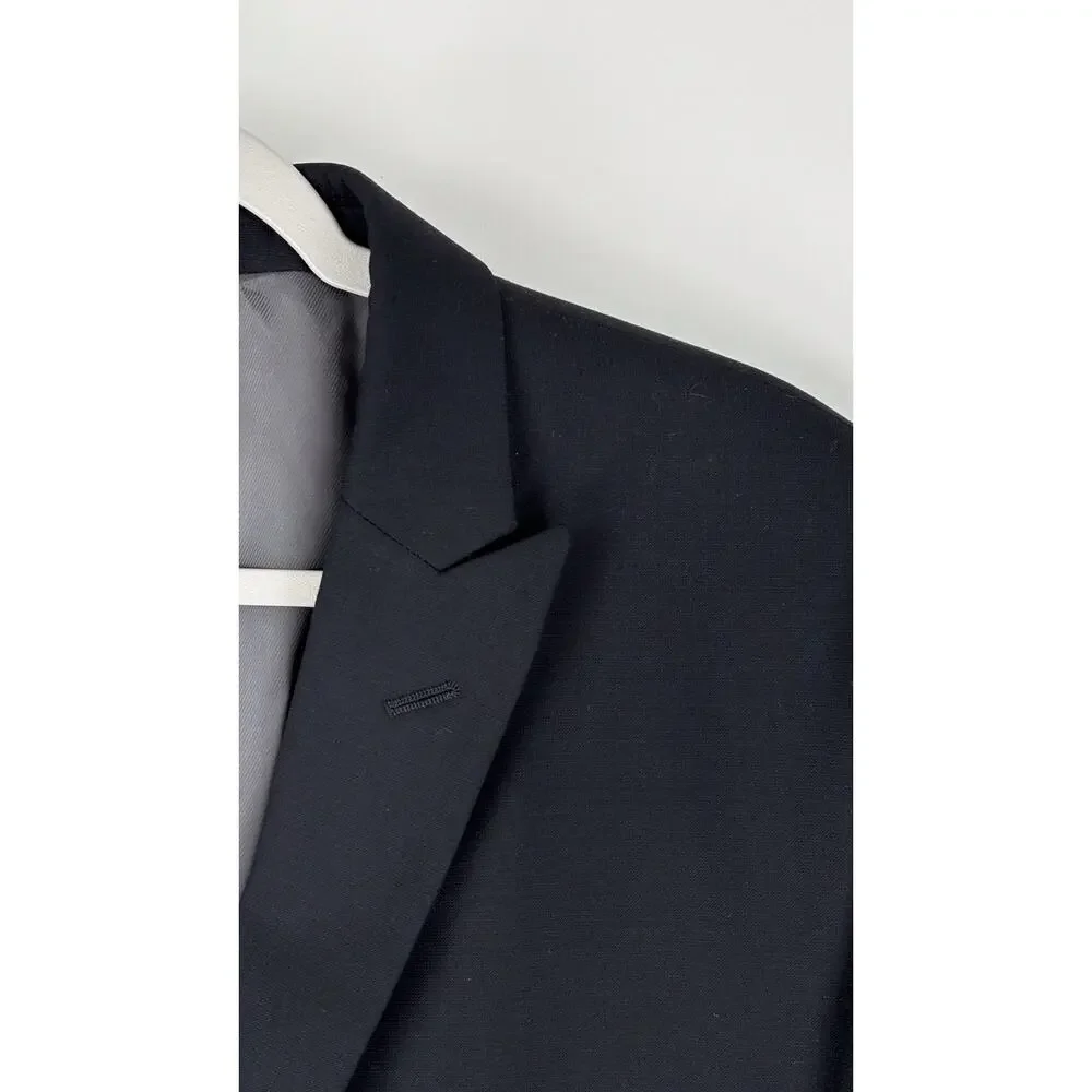 Egara Slim Fit Wool Blazer Suit Jacket Two Button Mens Size 46 Regular Black Tux